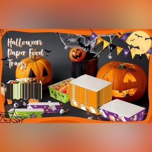 WorldBazaar Halloween Paper Food Trays 60PCS Disposable Party Treat Snack Holder